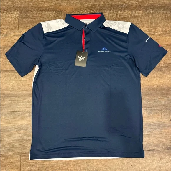 Novus Folds of Honor Navy Blue Polo Golf Shirt XL NWT - Picture 1 of 3